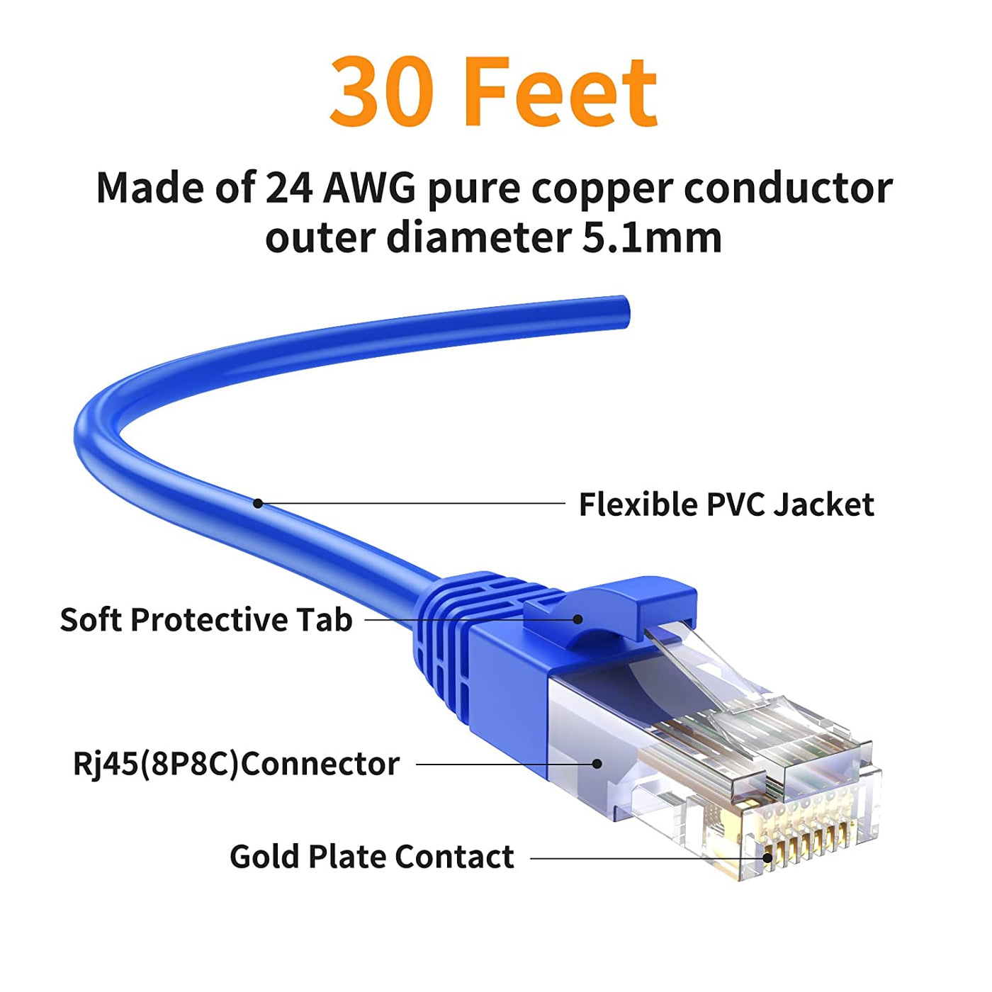 rj45 connectors cat6 30ft