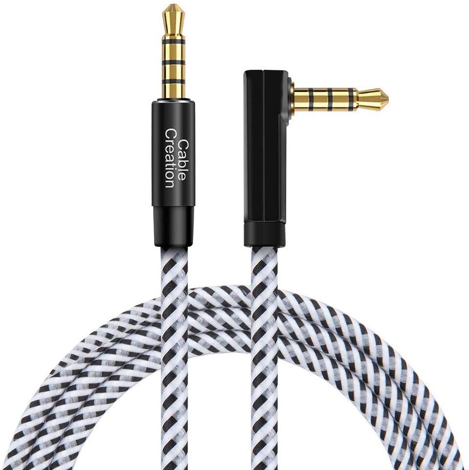 3.5mm Male To Male Right Angle Aux Cable For Car, Smartphone, Speaker - Universal Audio Jack Cord
