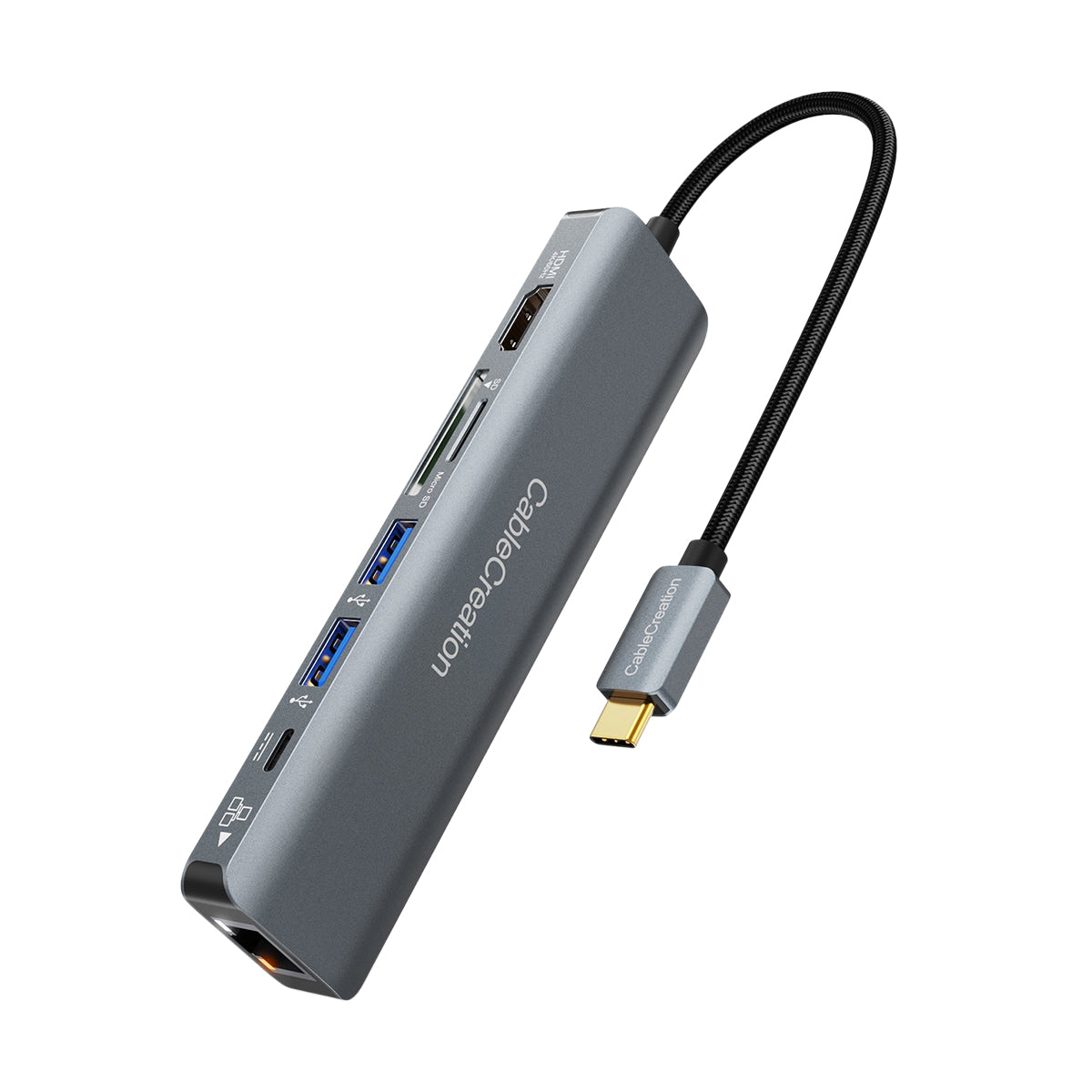USB-C Ethernet adapter/USB hub with simultaneous charging and access to data
