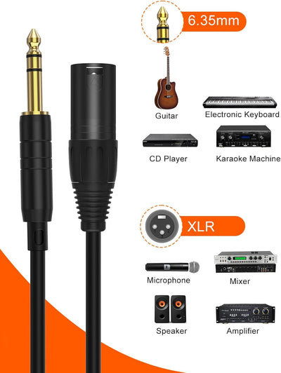 CableCreation 1/4" to XLR 20ft, 6.35mm TRS to XLR Microphone Cord