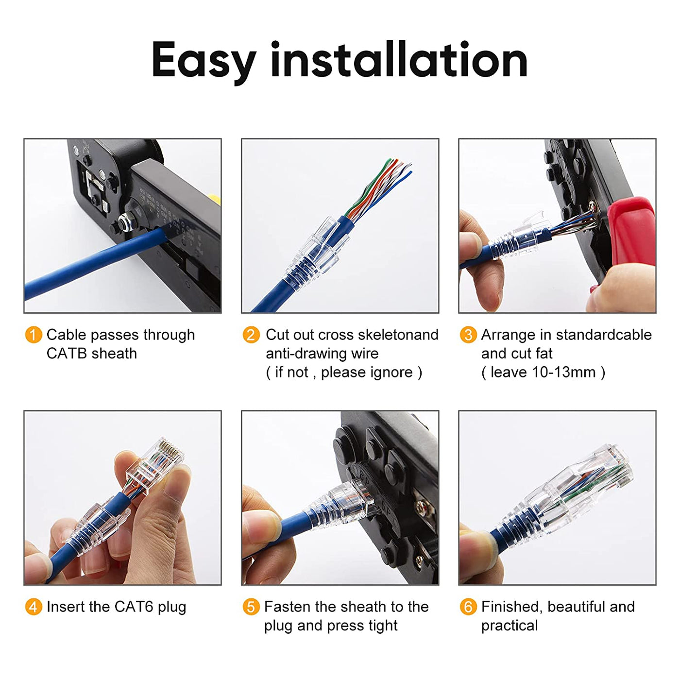 how to install cat6 rj45 connector