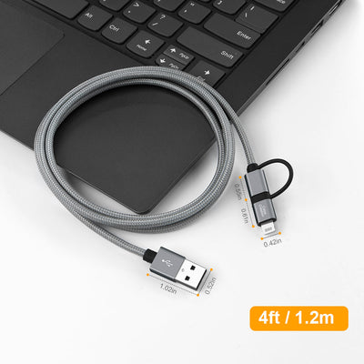 2 in 1 lightning micro usb cable 4ft