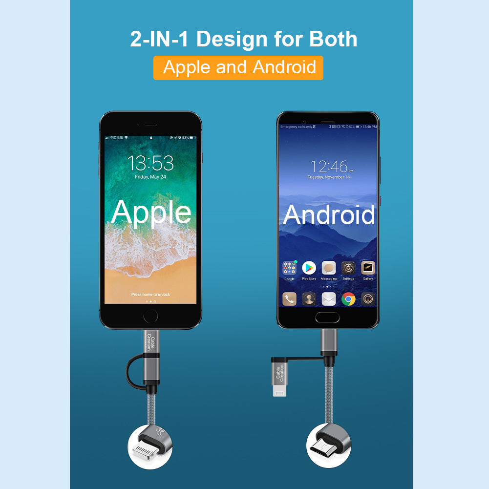 2 in 1 cable charging for iPhone and digital camera