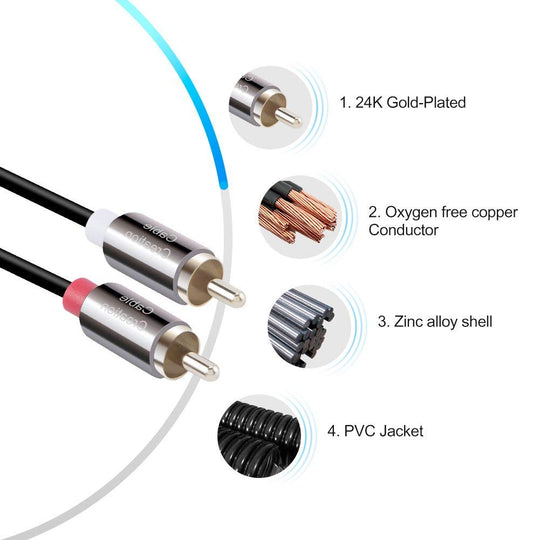 RCA Cables 10ft RCA Audio Cable - 2RCA Male To 2RCA Stereo Cable For ...