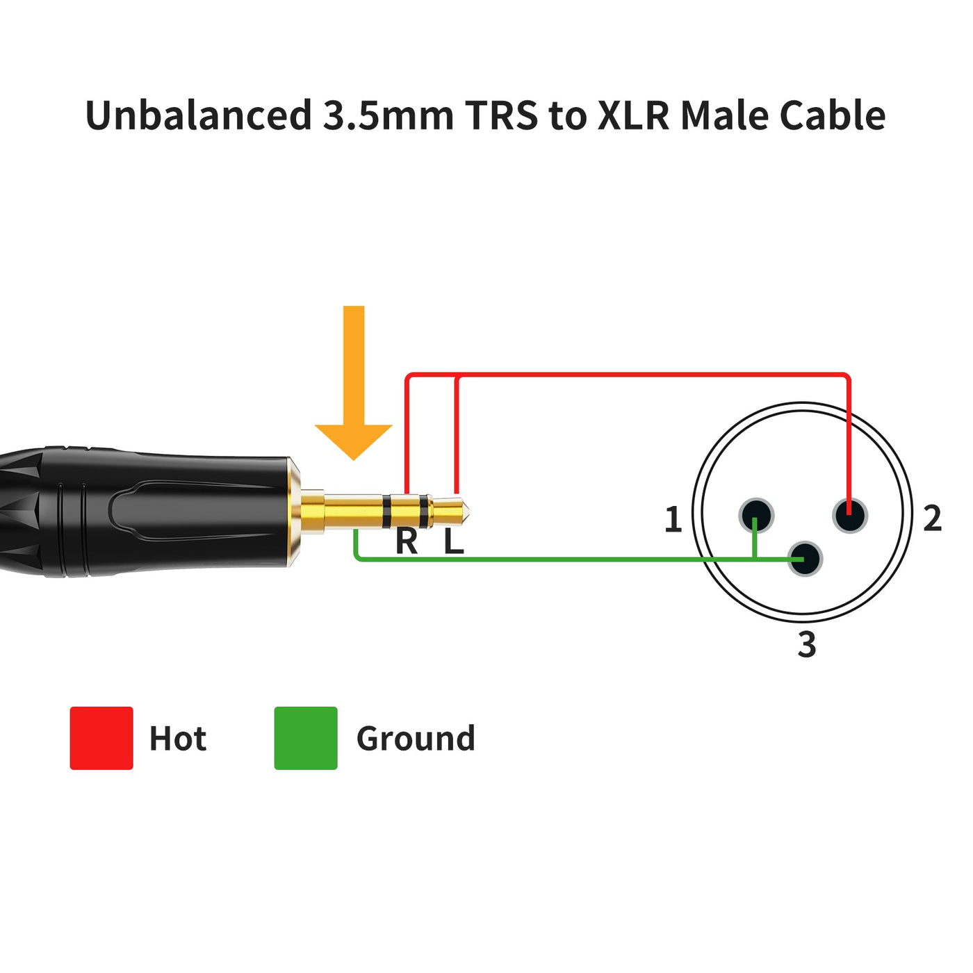 Unbalanced 3.5mm TRS to XLR Male Cable
