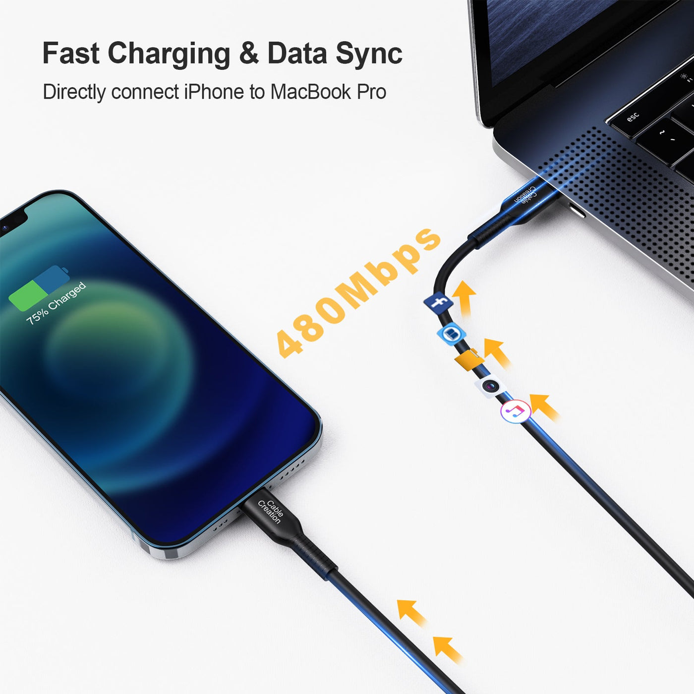 USB C to Lightning Cable MFi Certified