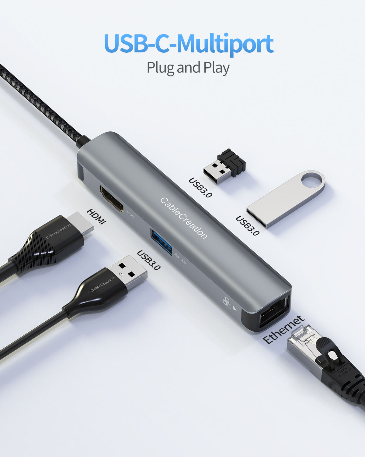 Adaptateur multiport 5 en 1 USB C vers USB A/ USB C/ HDMI