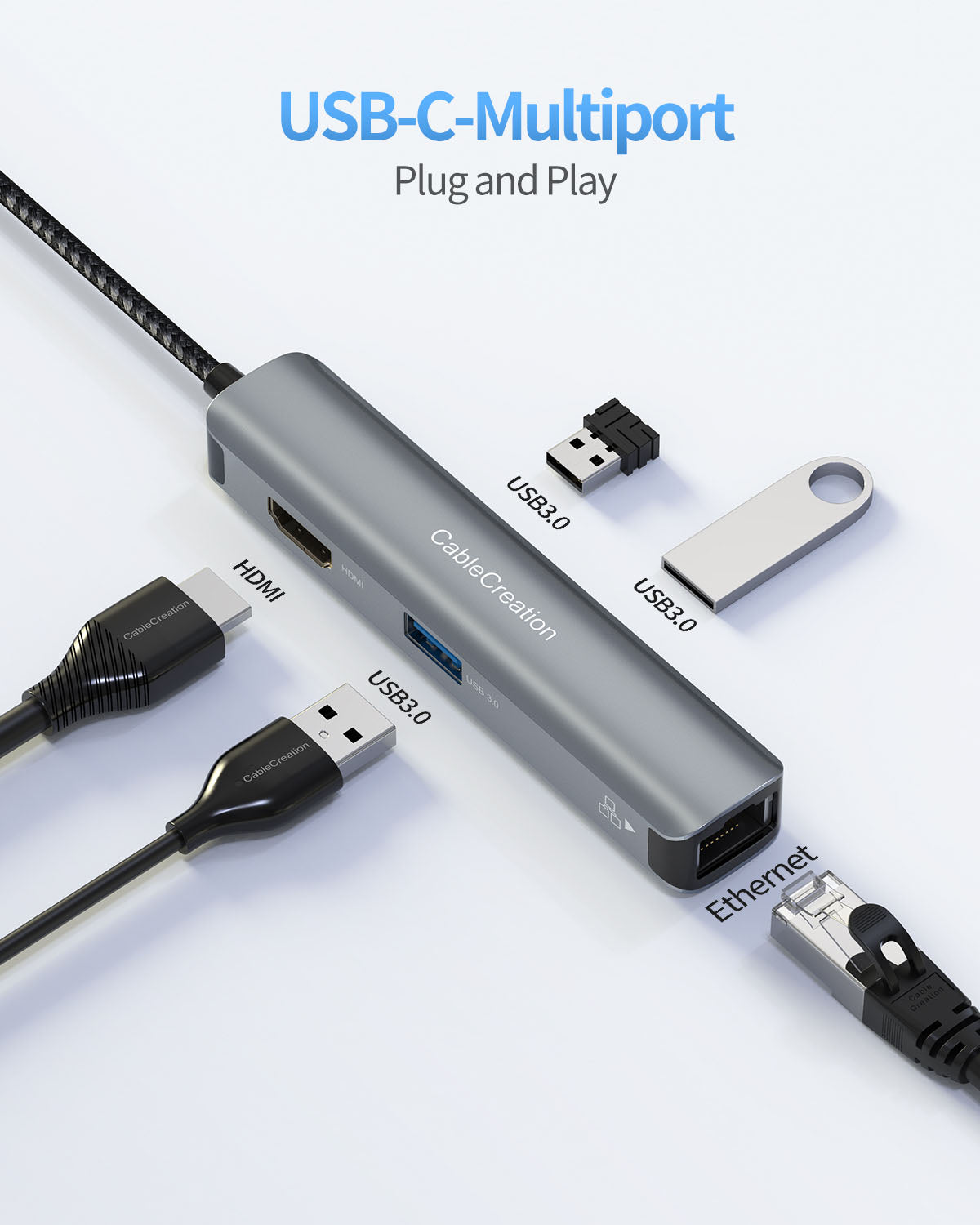 5-in-1 Multiport USB-C Adapter, USB-C Hub, 4K HDMI