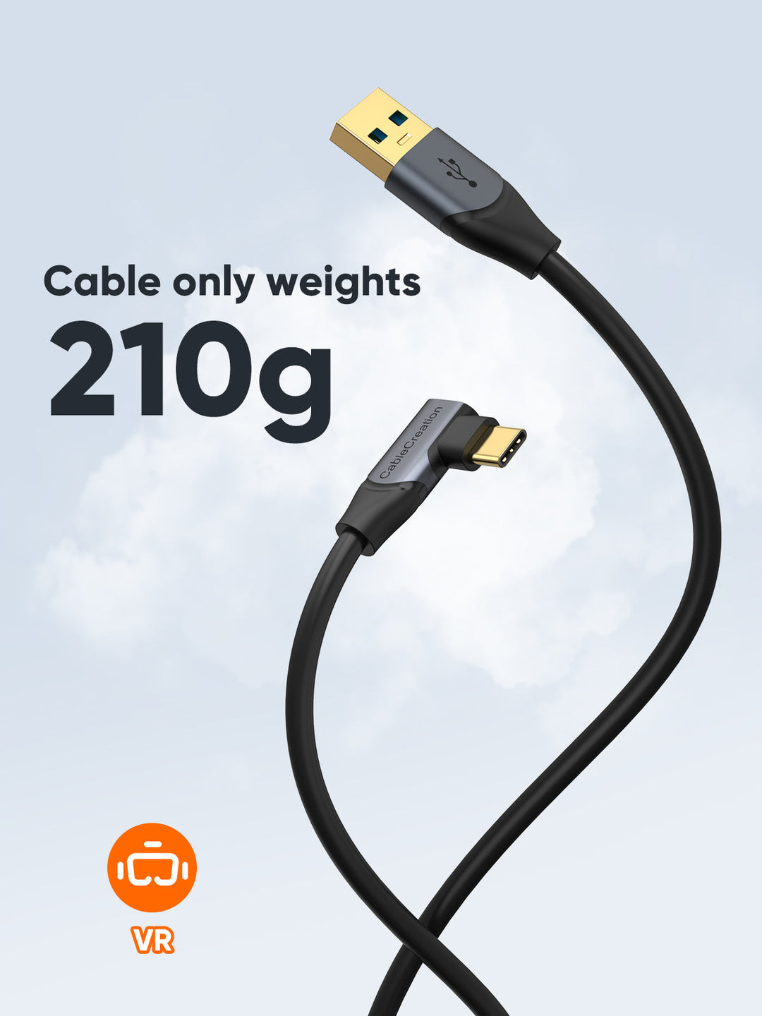 Fiber Optic USB-C Cable For Oculus Quest 2 – 16 FT, 10Gbps, Fast Charge, PC VR Link
