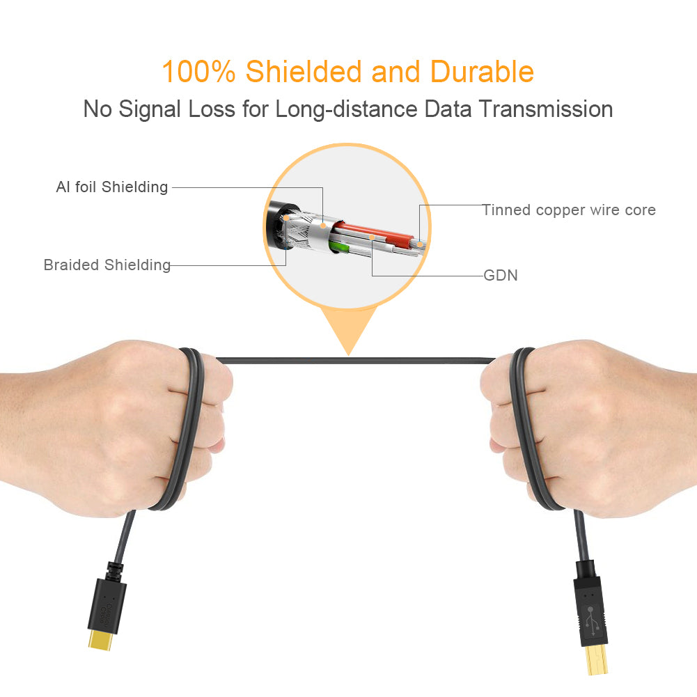 usb c to usb b cable durable cable