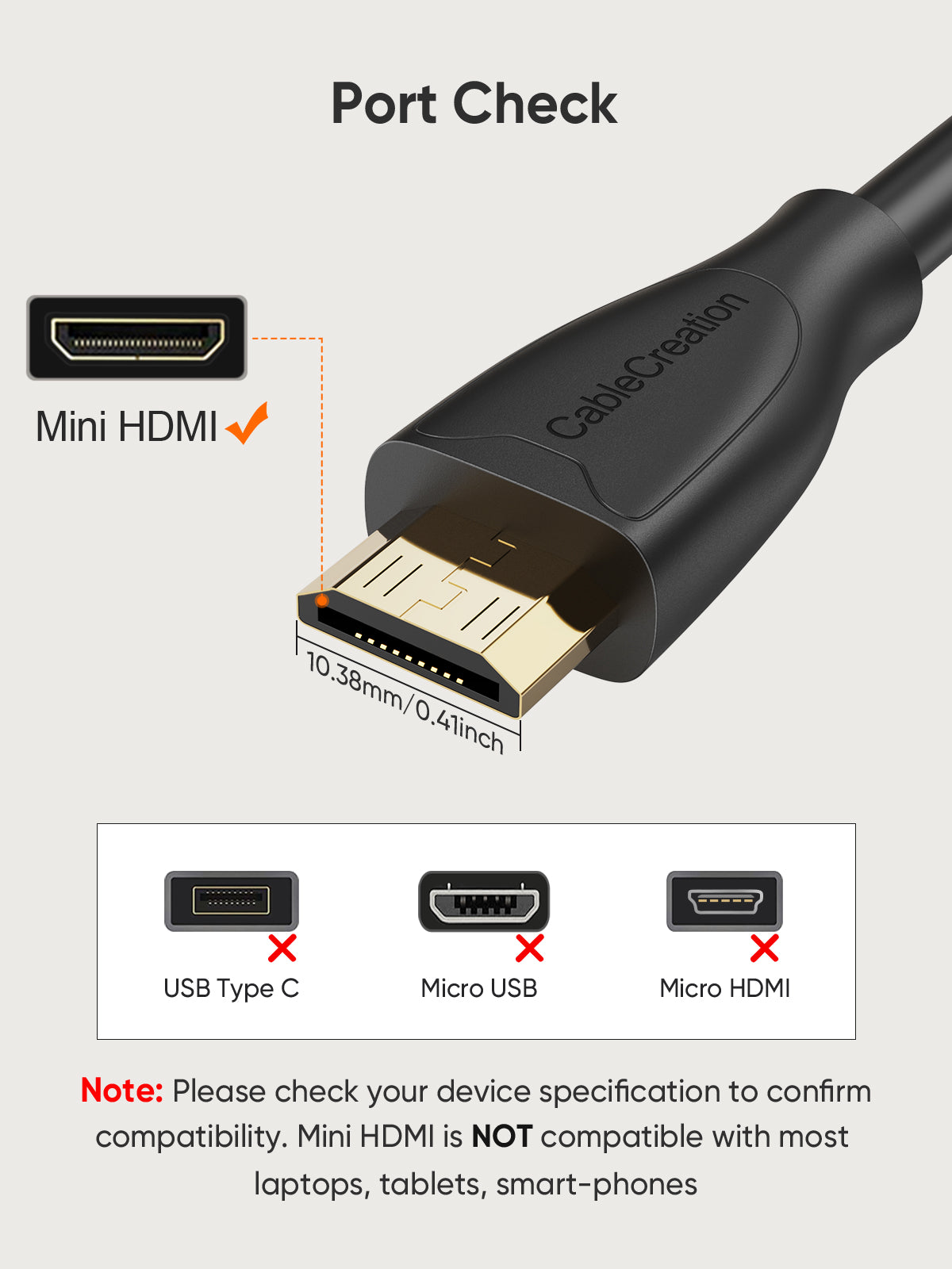 Mini HDMI to HDMI Cable 4K@60Hz |