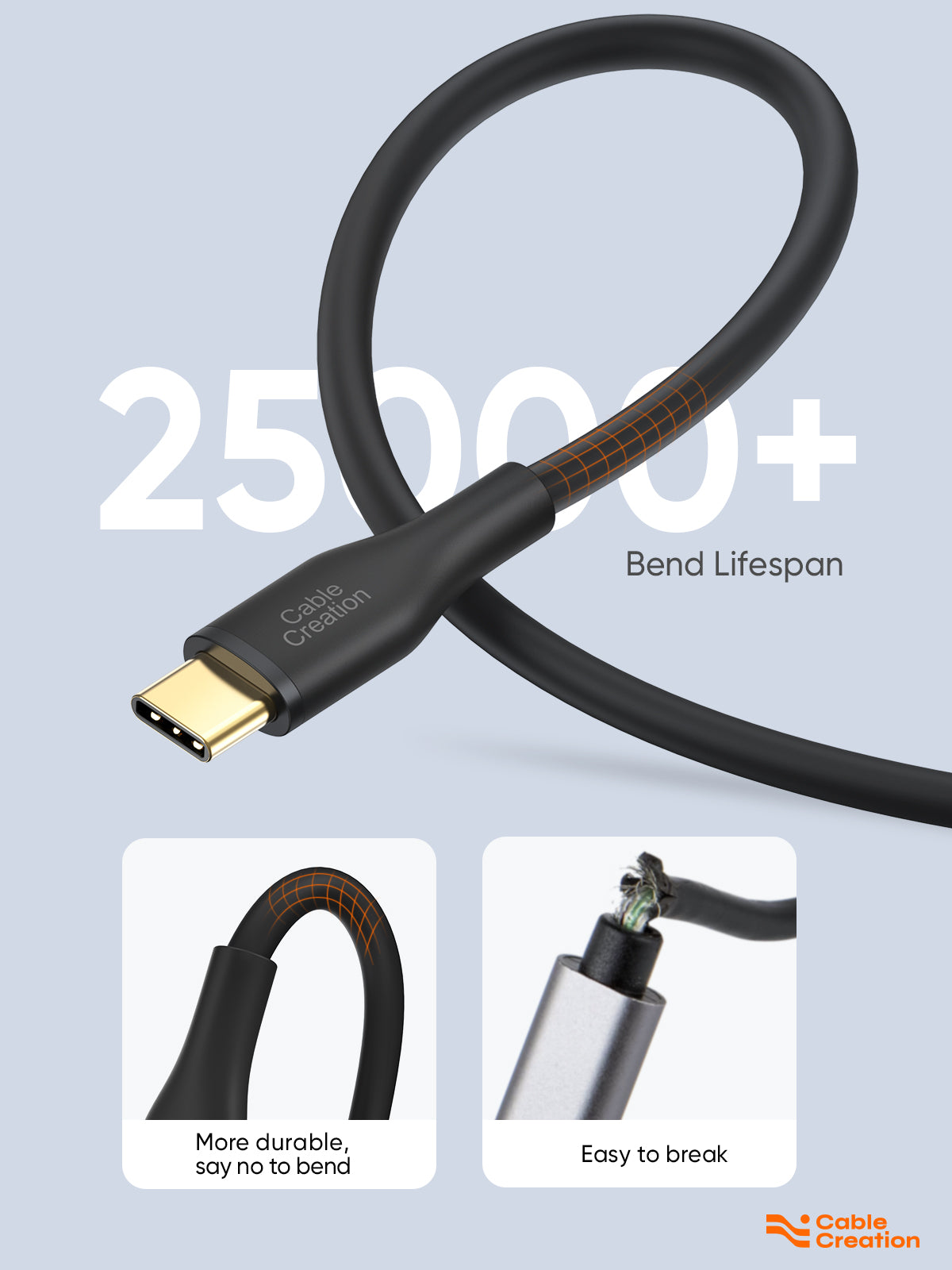 Câble de recharge rapide en silicone USB-C vers USB-A