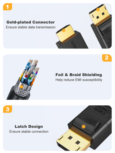Gold Plated Connector DP to HDMI Cable