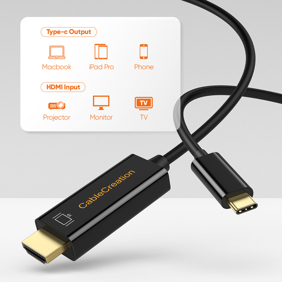 CableCreation Cable USB C a HDMI con carga USB de 6 pies, cable tipo C a  HDMI, cable HDMI a USB C compatible con dispositivos que admiten el modo  Alt