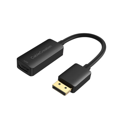 CableCreation DisplayPort to HDMI Cable Short 10cm, DP to HDMI 4K@60Hz HDR, DP 1.4 to HDMI Convert, Active DP male to HDMI Female Extension Cord Plug