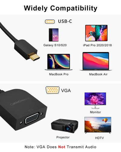 USB C to VGA Adapter 1080P@60Hz
