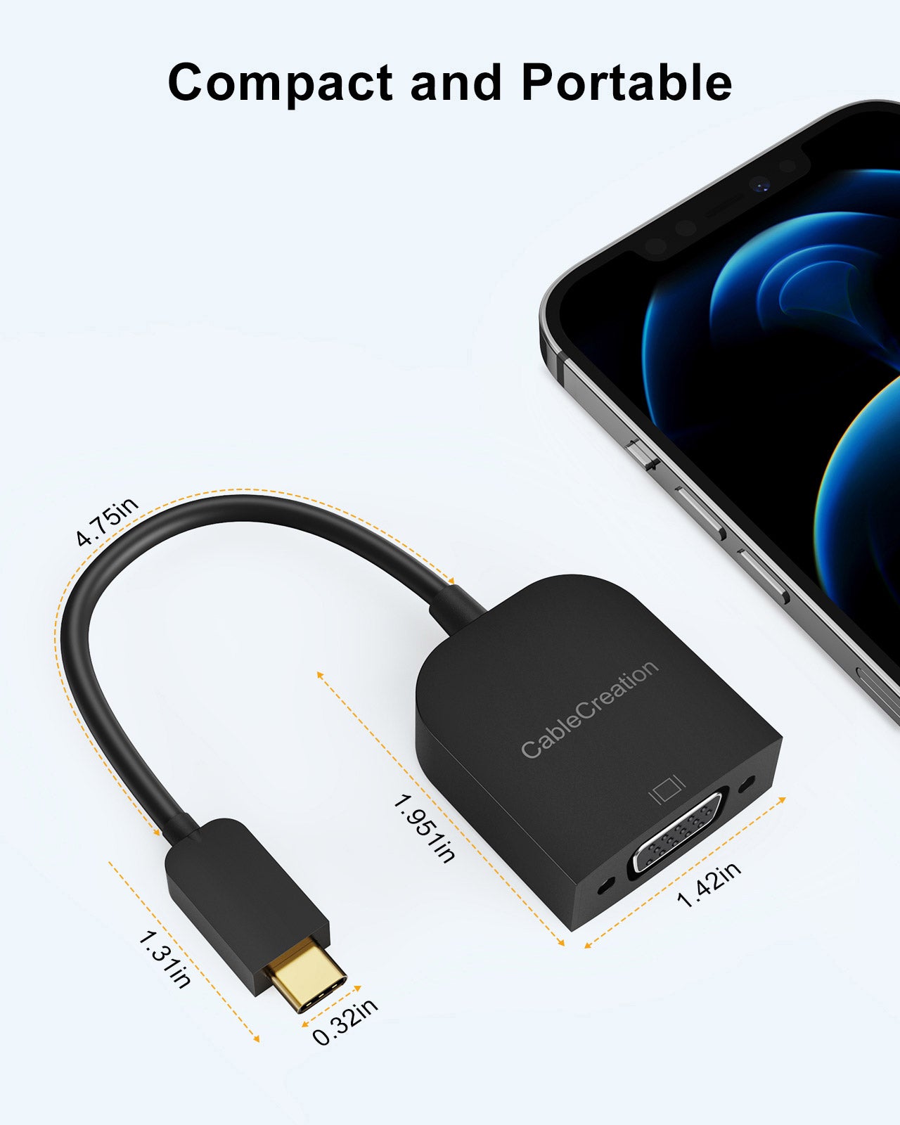 USB C to VGA Adapter 1080P@60Hz