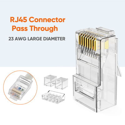 50-Pack Cat 6A RJ45 Modular Plug (Three-Piece Suit)