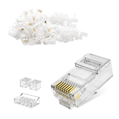 50-Pack Cat 6A RJ45 Modular Plug (Three-Piece Suit)