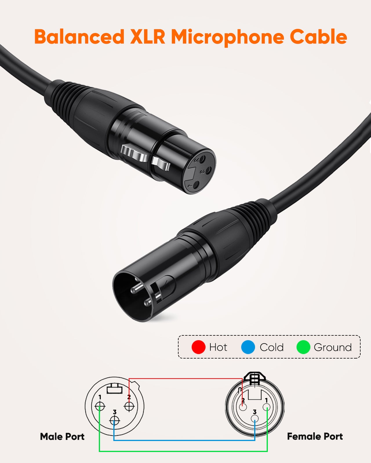 XLR Male to Female Balanced Microphone Cable