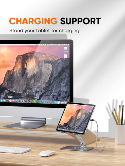 Desktop Tablet Holder supports charging