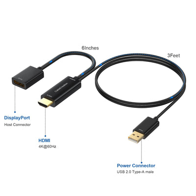 HDMI to DisplayPort Adapter with USB Power |