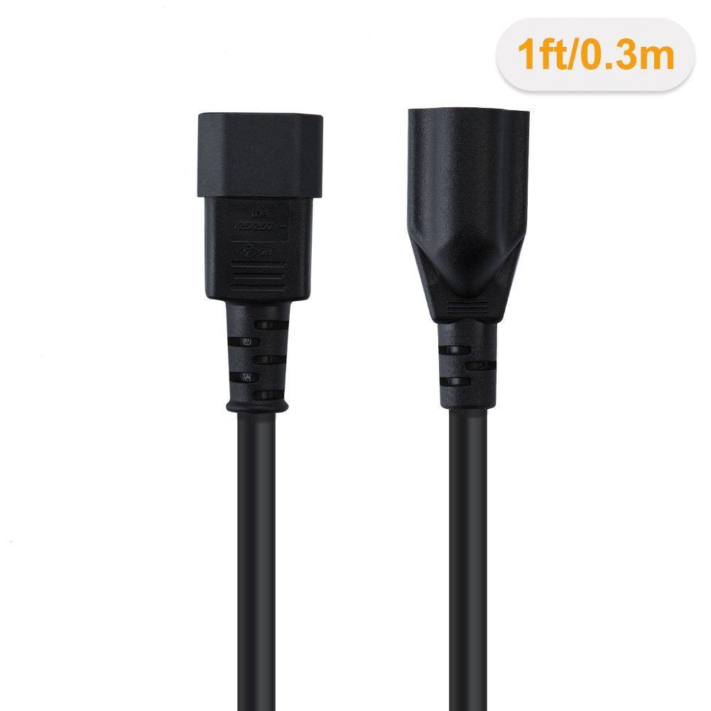 power cord nema 5-15r to iec320 c14 1ft/0.3m