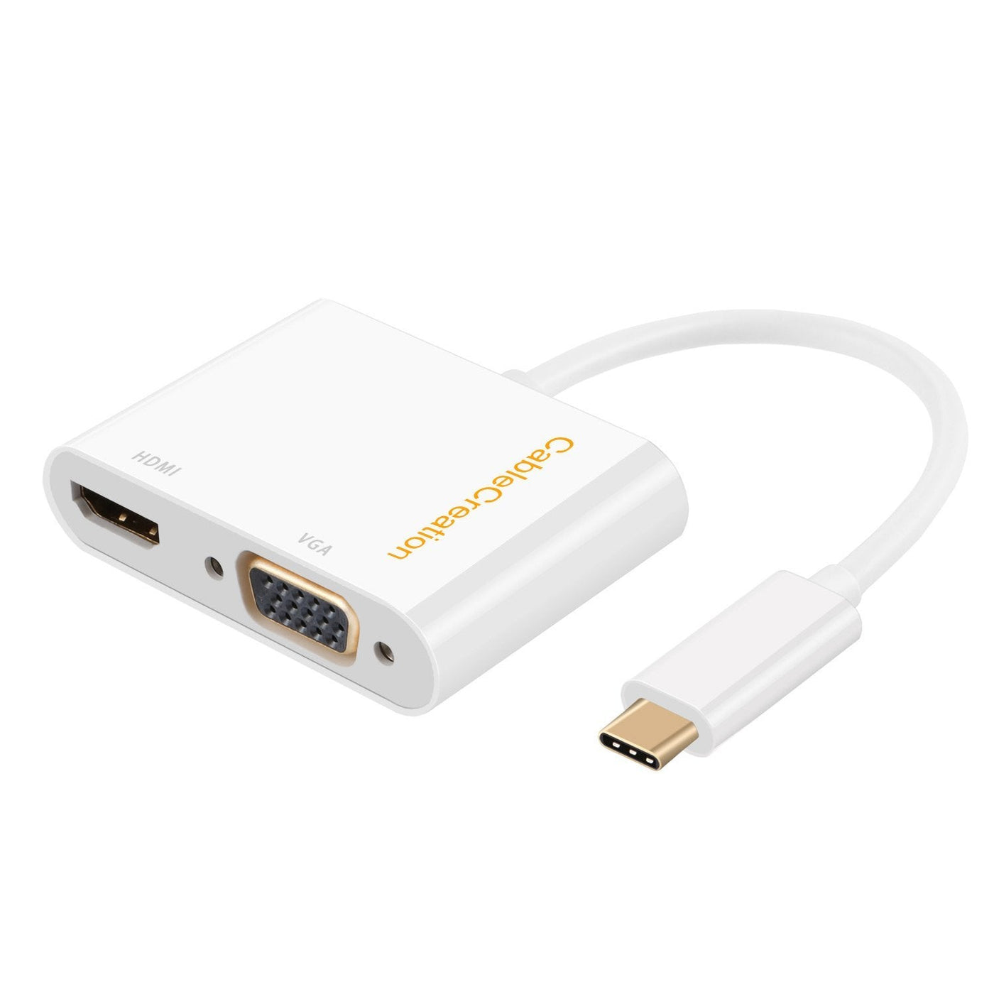 CableCreation USB C to HDMI + VGA adapter, USB 3.1 Type C to VGA HDMI 4K  Splitter, Dual HDMI VGA Hub Plug and Play for Laptop / Cellphone/ Tablet  that Support Thunderbolt 3 